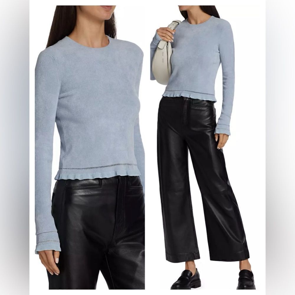 Proenza Schouler White Label Cropped Chenille Sweater Large $448